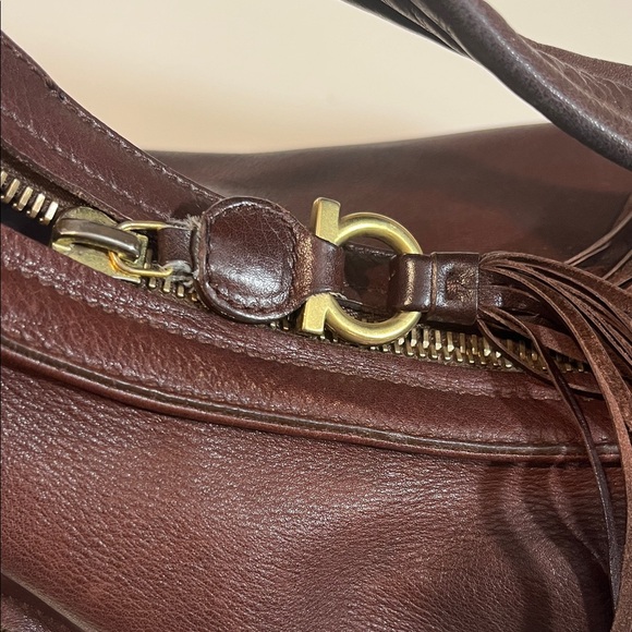 Salvatore Ferragamo Fringe Brown Leather Hobo Bag - Picture 5 of 12